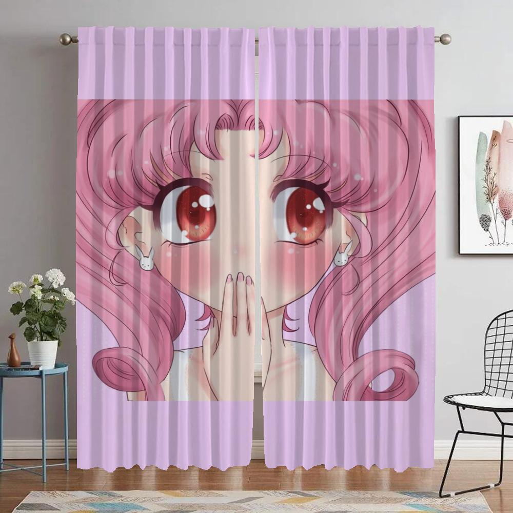 Тюль для спальни Chibiusa Шторы Детская комната Украшение на Хэллоуин Плотные шторы Кухонные шторы 2 шт. Оттенки Разделитель