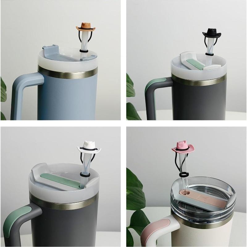 Silicone Cowboy Hat Straw Covers Cute Hat Shape Straw Topper Reusable Straw Tip Protector Cap Mug Accessories Gift Straw Cap