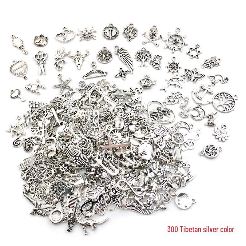 Mixed 300-piece Alloy Tibetan Silver Pendants & Earrings DIY Jewelry Set