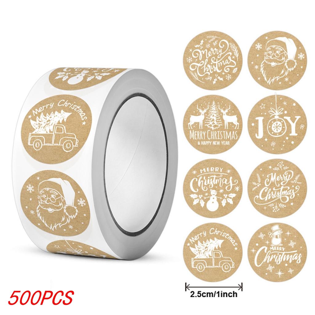 50-500Pcs Christmas Tree Santa Claus Merry Christmas Stickers 2.5cm Thank You Stickers for Gift Sealing Holiday Candy Bag Decor