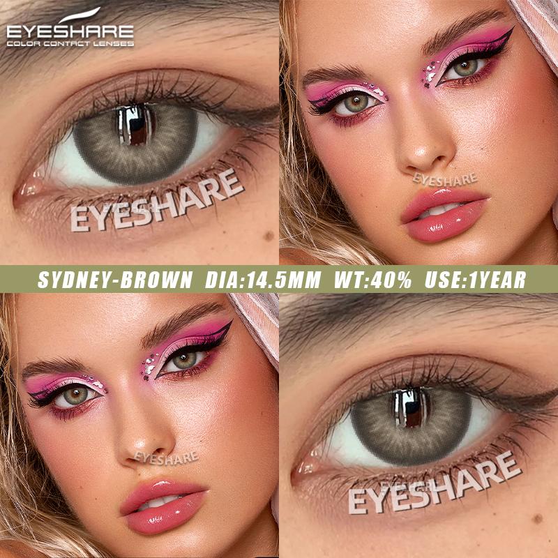 Eyeshare 1 пара цветных контактных линз, синие мягкие линзы, натуральные коричневые зрачковые серые линзы, зеленые модные косметические контактные линзы каждый год