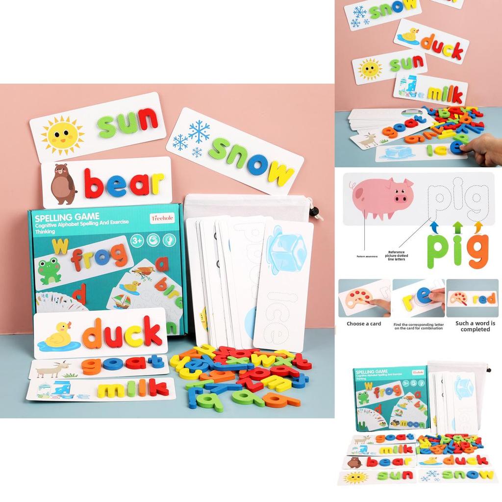 Деревянный пазл с алфавитом для детей, развивающая игрушка с составлением слов для дошкольного обучения