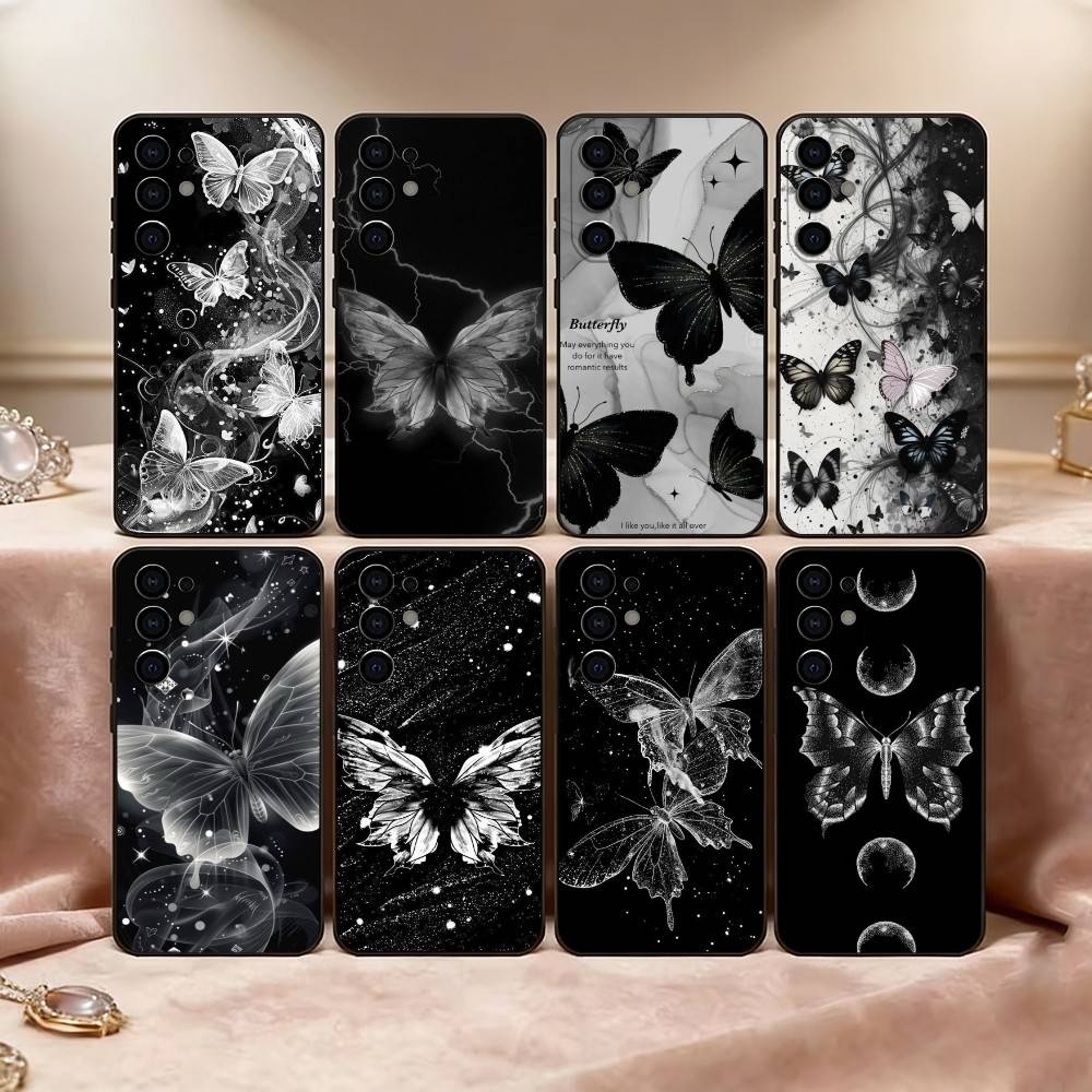 Dark Butterfly Series Phone Case For Samsung S25,S24,S21,S22,S23,S30,Ultra,S20,Plus,Fe,Lite,Note,10,Black Cover