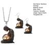 2Pcs/Set Necklace Earrings Set 2D Acrylic Figure Charm with Tree Winding Necklace Hook Earrings Set Mother Day Gift Jewelry