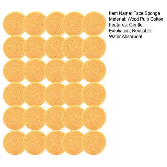 30 шт., губка для лица с куркумой и койевой кислотой, очищающая поры, многоразовая, круглая, абсорбирующая, для снятия макияжа, отшелушивающая, спа, комплект очищающих подушечек для лица