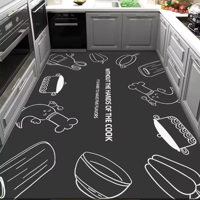 Кухонный маслостойкий и нескользящий коврик Ковры из ПВХ-кожи Грязеотталкивающие придверные коврики Простые коврики для балкона Водонепроницаемый ковер для ванной комнаты