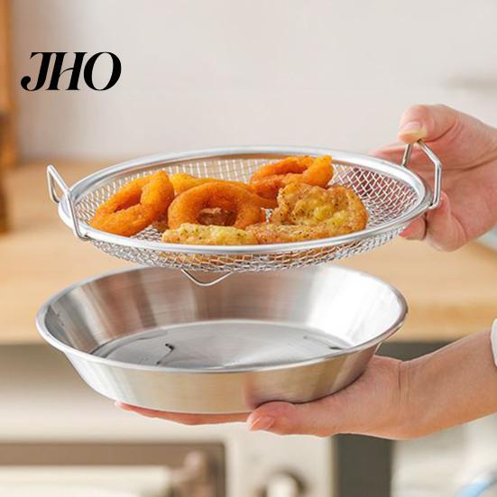 Stainless Steel Cooking Rack Frying Oil Strainer Basket with Mesh Heat-Resistant Skimmer Air Fryer for Deep Rust-Proof Dishwasher Safe Accessory