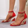Hemegot Wedges High Heels Crystal Transparent Heel Pvc Strap Buckle Women Sandals Black Color Shoes Female Summer Dressing Salto