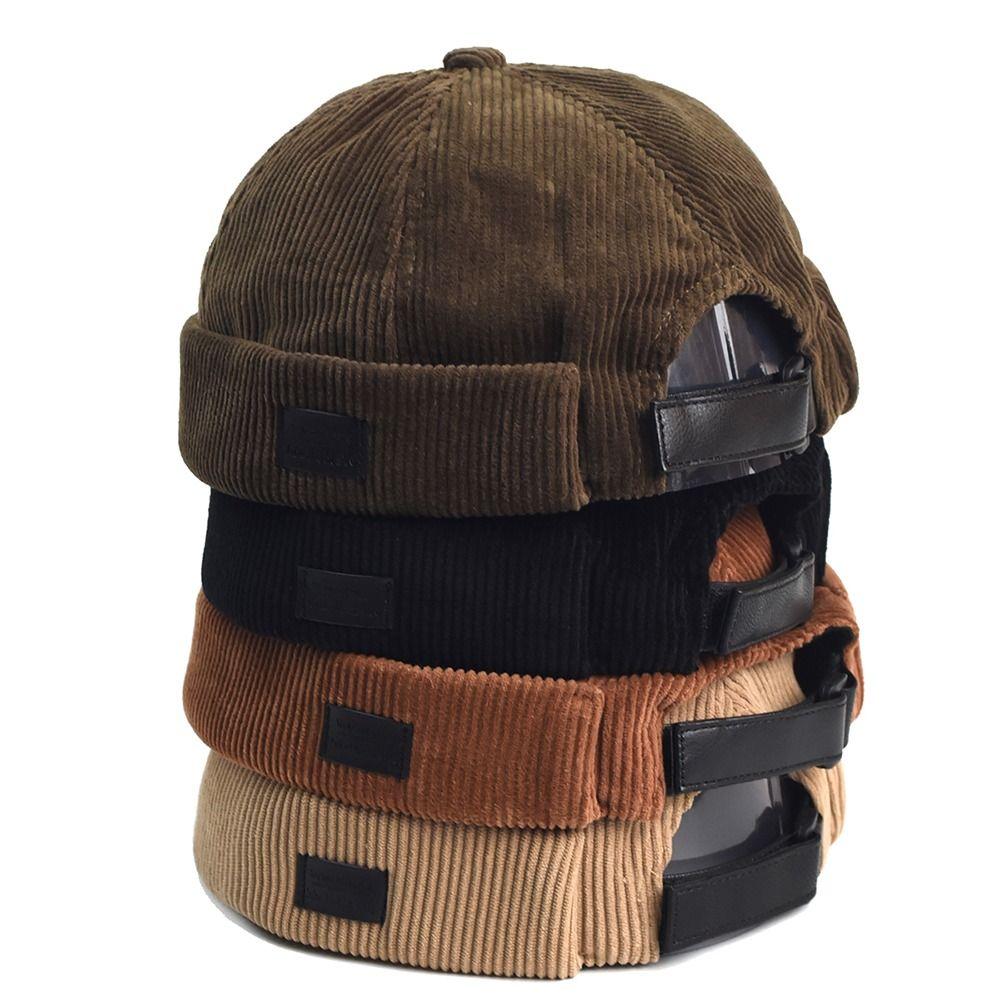 Adjustable Brimless Cap Adjustable Back Strap Retro Docker Hat Beanie Hat  Daily Casual Wear