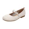 Inner Height Increase Mary Jane Shoes Pearl Soft Sole Soft Leather Shallow Mouth Single Shoes Flat Grandma Shoes