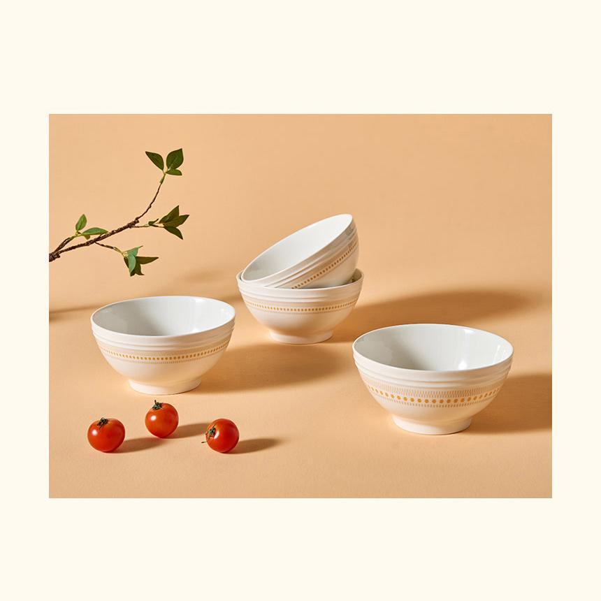 Керамическая суповая миска CORELLE Rosemont, 4 шт., столовая посуда, цвет слоновой кости и оранжевый