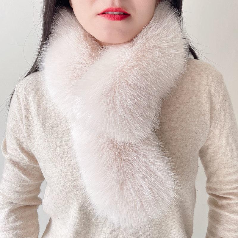 Fox Hair Scarf Women's Winter Double-sided Scarf Korean Version Long Thickened Cross Neck Cover Imitation Fur Rabbit Fur Scarf