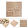 4Pcs Carving Checkered Applique Unpainted Decal for Furniture Decoration (D)