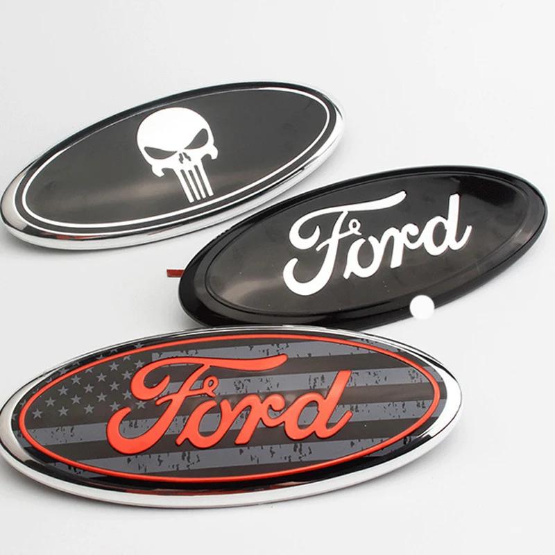 AKD1 7/9 Inch Car Front Grille Badge Trunk Cover Sticker Decal For Ford Logo Fiesta ST Fusion Explorer Escape Shelby Edge Kuga MK6