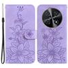 Для Huawei nova 12i 4G чехол-кошелек из искусственной кожи с цветочным принтом - фиолетовый