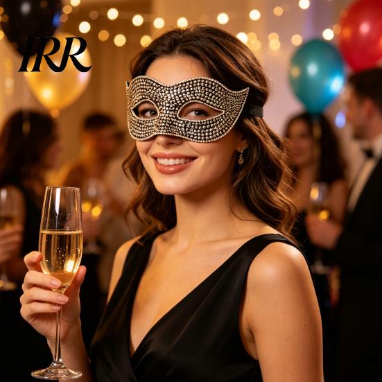 Mysterious Venetian Style Eye Masque Bling Rhinestone Masquerade for Women, Sparkly Party Half Comfortable Prom Women Face Halloween, Mardi Gras, Ball