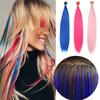 10pcs/set Colorful Straight Hair Extensions DIY Heat Resistant Synthetic Hair Extensions 16 Inch