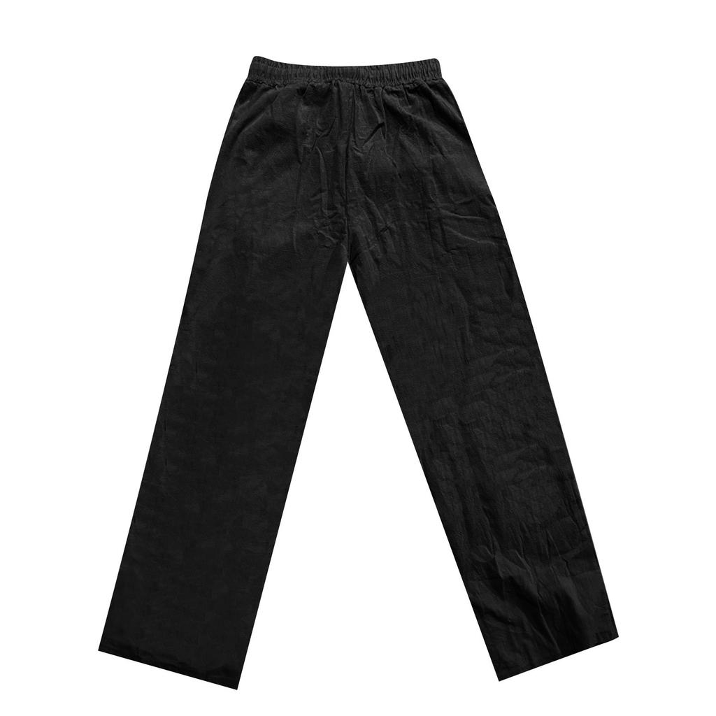 Брюки из хлопка и конопли, летние брюки, пляжные брюки, эластичный пояс на шнурке, прямые штанины, удобные, дышащие, повседневные мужские брюки