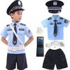 ALIPTA Kids Police Costume 7-Piece Set Short-Sleeve Uniform & Shorts (Size 130 / Color 7-Piece Set)
