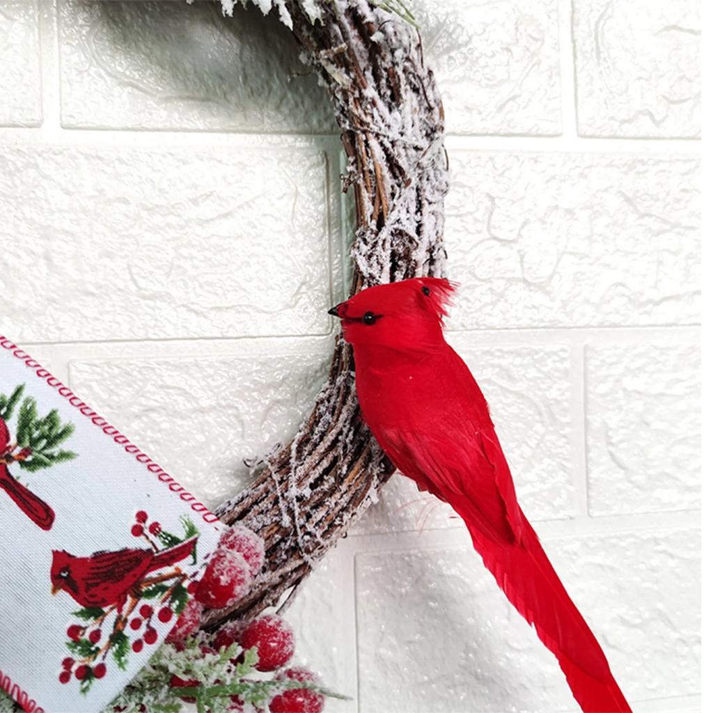 YHOPE Christmas Wreaths For Front Door,19.6Inch Red Bird Wreath Home Wall Decorations,Xmas Wreaths Christmas Wreath Outdoor