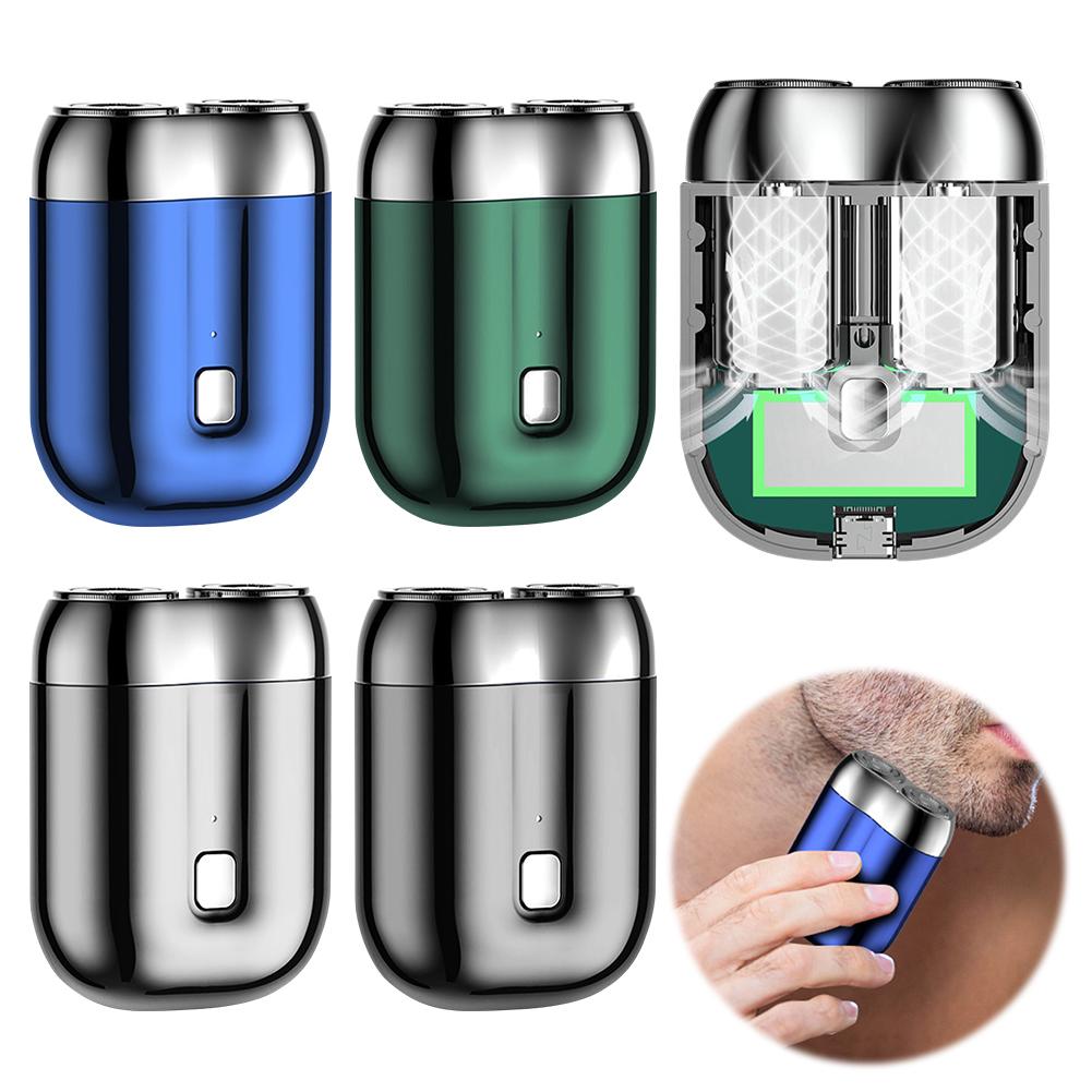 Mini Dual-Head Electric Razor Rechargeable Beard Shaver Washable Pocket Shaver for Men Home Travel
