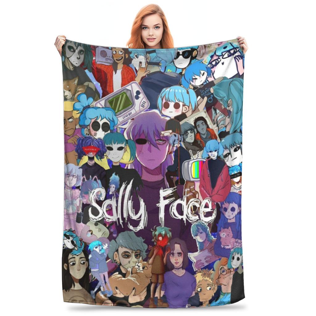 Плед Sally Face Game Anime SF из кораллового флиса, плюшевый, в стиле ужасов, легкий, для путешествий на открытом воздухе, тонкий, стеганый.