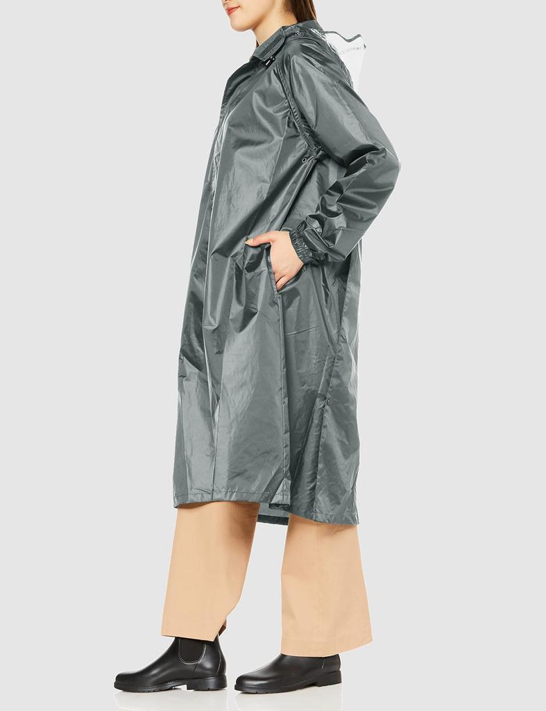 FLATPURE Дождевик Рюкзак Пальто Однотонный Простой Сумка для хранения С капюшоном Водоотталкивающее PU покрытие Унисекс Угольно-серый M [Moonbat] 23-340-53026-00