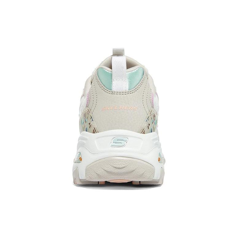 Skechers DLites 1.0 Кожаная Сетчатая На шнуровке Низкие Папины Кроссовки Женские Кроссовки Белый Серый Розовый 149642-WMLT
