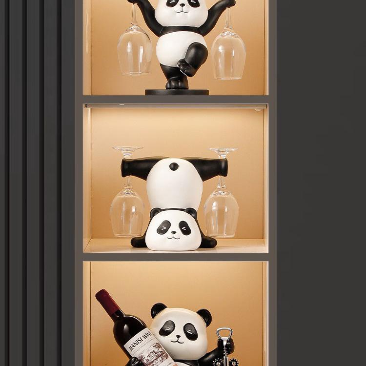 Panda Wine Rack: Luxury Sideboard & Bookcase with Cup Holder – Perfect Housewarming Gift