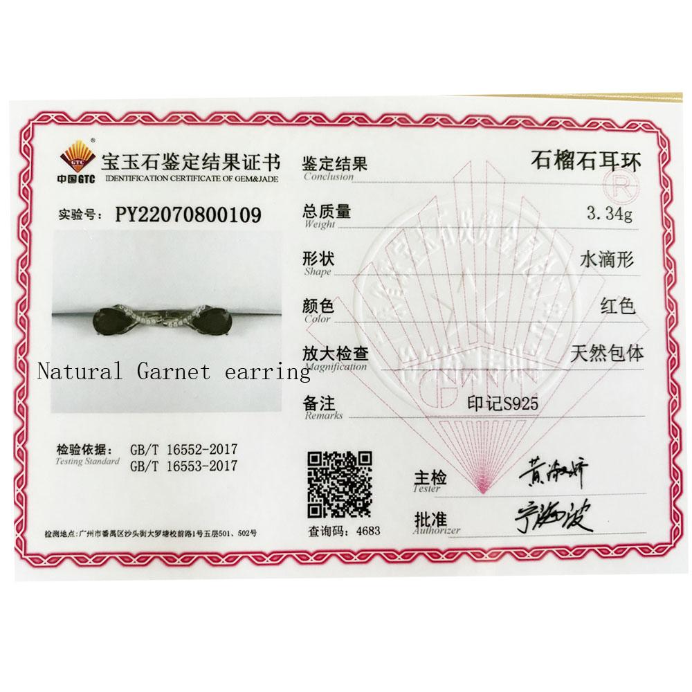 100% Natural Garnet Stud Clasp Earrings 925 Sterling Silver Pear 9*7mm Gemstone Jewelry for Women Wife Girl Gift