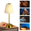 Cordless Table Lamp Small Night Light 3 Light Colors Simple Reading Light with Pleated Lampshade for Restaurant Bar Coffee Shop