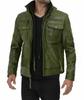 Men's Genuine Lambskin Green Leather Biker Decent Festive Motorcycle Jacket