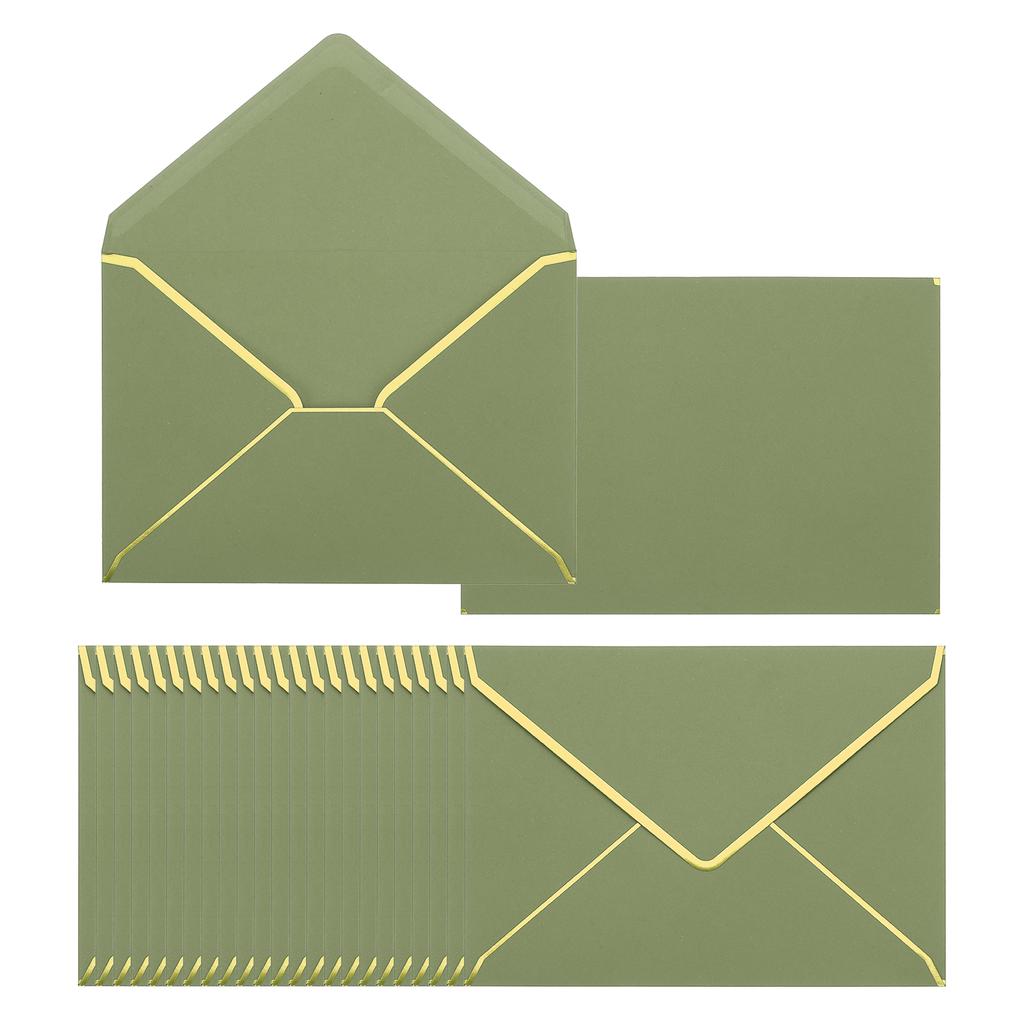 200Pcs A7 Envelope with Gold Border Christmas Envelopes for 5x7 Card V Flap Envelopes for Office Wedding Gift Cards Invitation