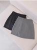 Women's Summer 2024 Slim Gray A-Line Skirt: High-Waisted Slit, Workwear Style, Knee-Length