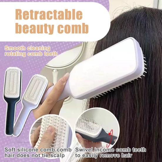 2 шт. самоочищающаяся щетка для волос с вращающейся ручкой, выдвижная щетина, массажная расческа для кожи головы