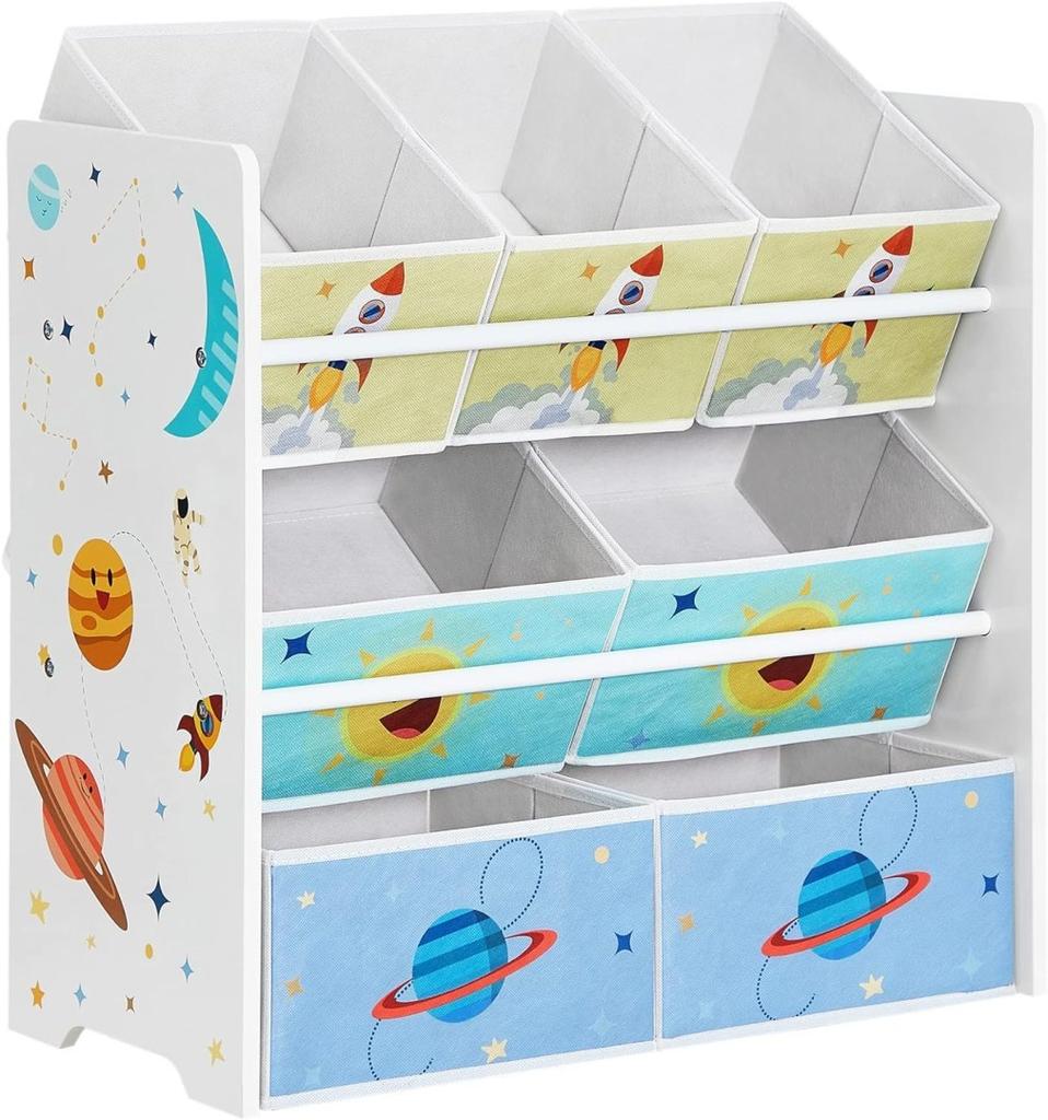 Shelf for Children's Room, Toy Shelf with 7 Storage Boxes Made of Fabric, Shelving, Children's