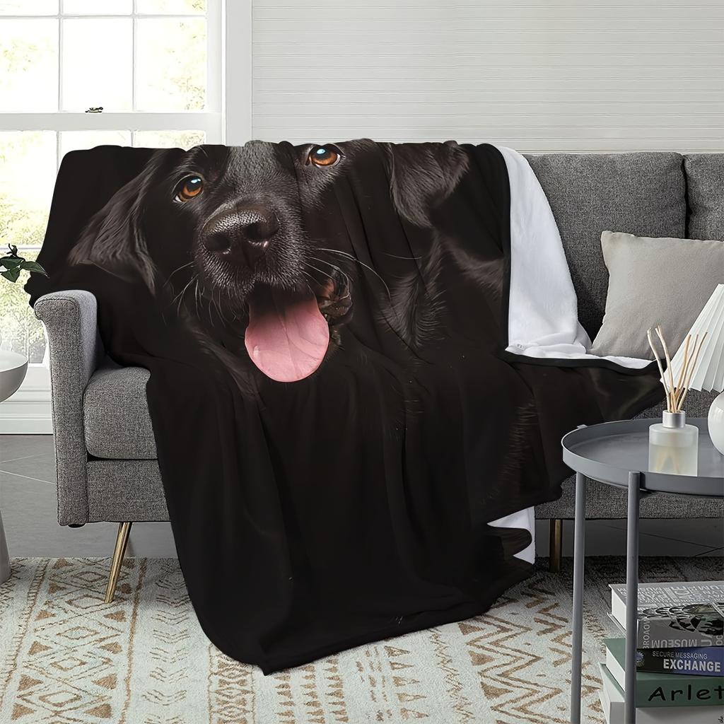 1pc Soft Flannel Black Cat & Dog Blanket – Cozy, All-Season, Fit Sofa/Bed/Office/Shawl/Leg Warmer/Camping, Gift for Pet Lovers