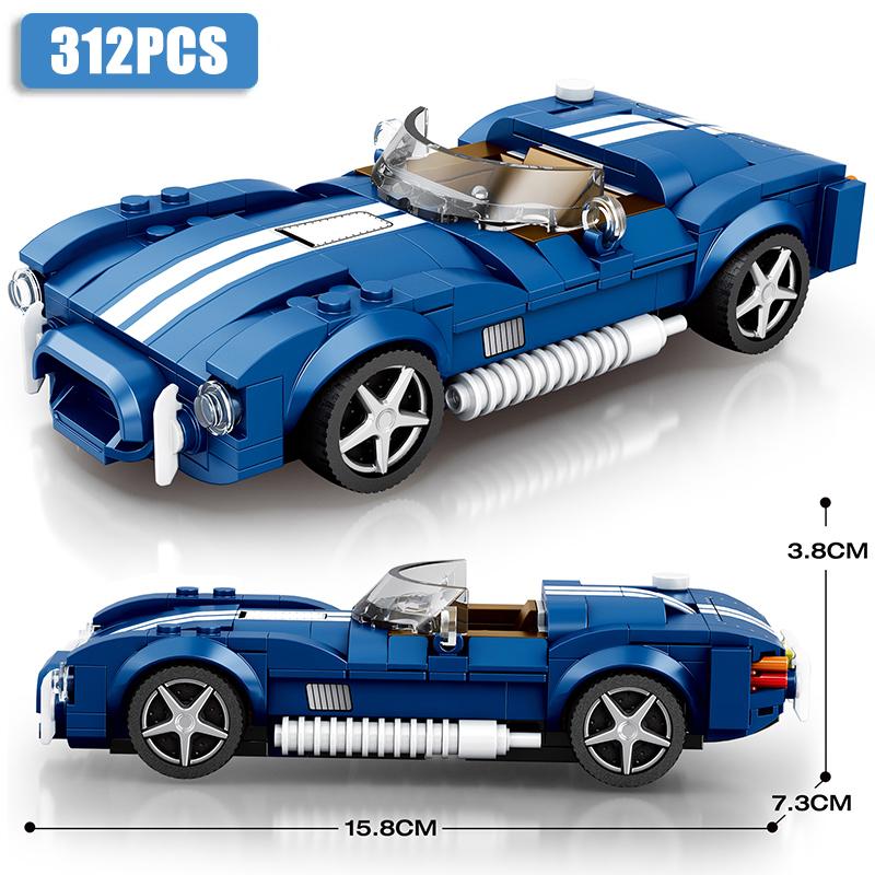 312PCS AC COBRA Car Building Block Set Creative City Vehicle Diy Car Model Bricks Desktop Display Toys For Kids Holiday Gifts
