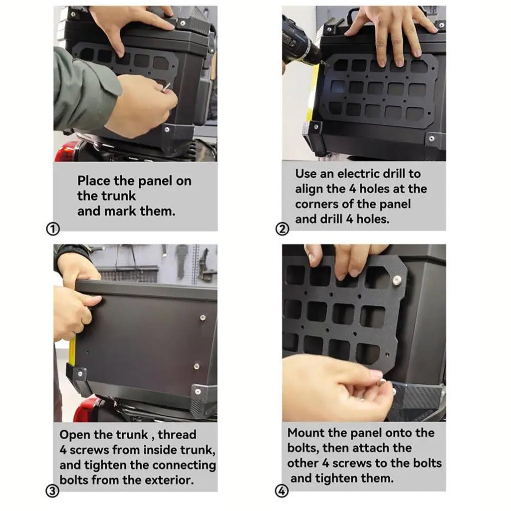 Motorcycle Top Case Panel Aluminum Alloy  Storage Box Universal Side Box Modular Organizer Quick-Mounting