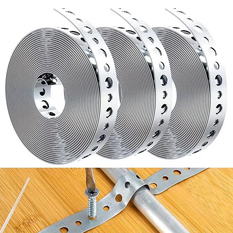 1 рулон оцинкованной стальной ленты-подвеса с предварительно пробитыми множественными пазами, металлическая лента для поддержки труб, подвешивания и работы с листовым металлом
