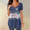 Women Tunic Tops Dressy Casual Summer Short Sleeve Shirts Loose Fit Pleated Boho Top