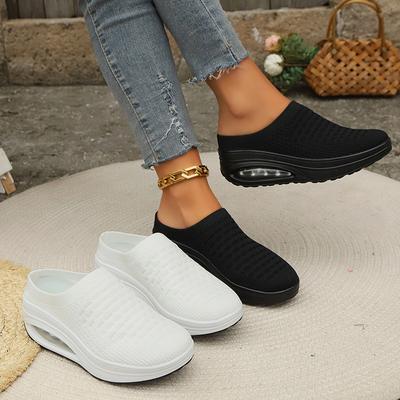 Женские носки с воздушной подушкой и спортивная обувь, дышащая однотонная трикотажная спортивная обувь с капюшоном, повседневная обувь для ходьбы с открытой пяткой