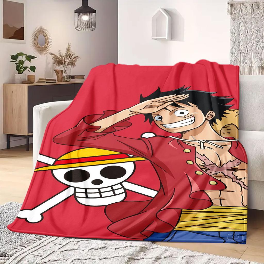 Фланелевое одеяло из аниме OnePiece Теплое, Уютное, Подходит для спален, Диванов, Кроватей, Стульев, Пикников, Путешествий