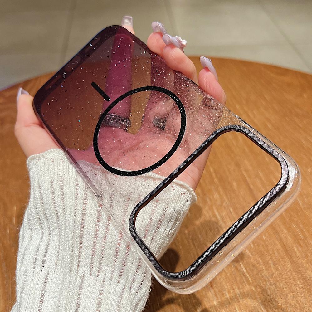 KEYSION Роскошный градиентный блестящий магнитный чехол для телефона MagSafe для iPhone 17 Pro Max 17 Air Прозрачная жесткая ПК Противоударная задняя крышка