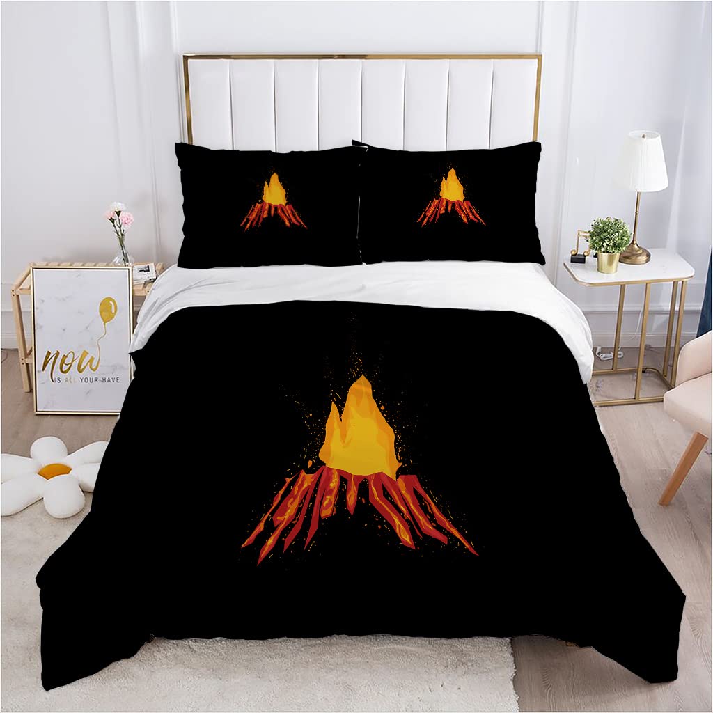 Пододеяльник King Queen 'Вулкан' Комплект постельного белья 'Вулканическое извержение' Пододеяльник 'Огненная гора' Полиэстеровый чехол для одеяла 'Природный пейзаж'