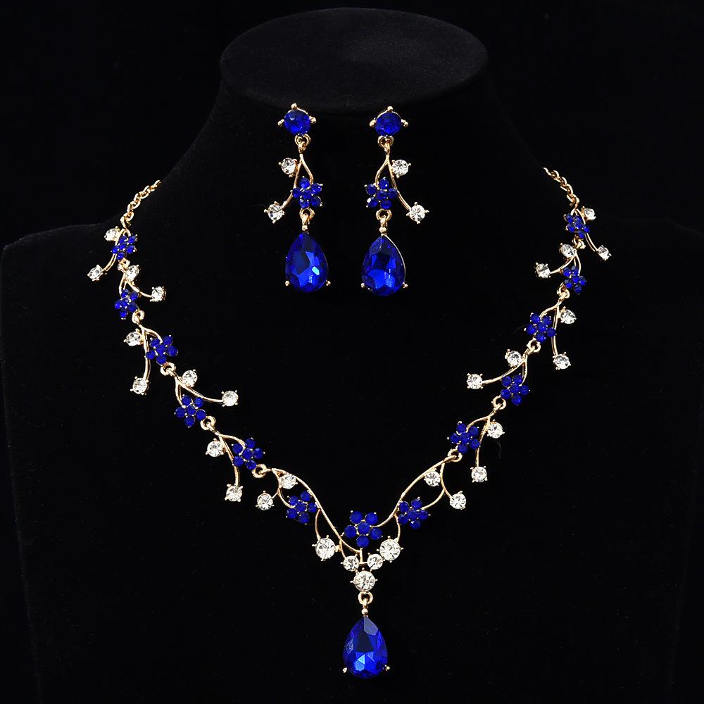 Black Super Flash Simple Retro Bridal Necklace Earring Set Accessories Wedding Dress Accessories Banquet Jewelry