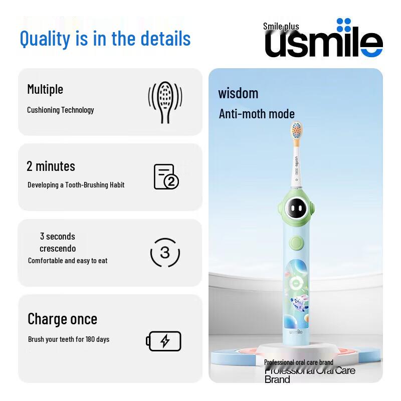 usmile Q10 Pro Max Детская звуковая электрическая зубная щетка вилка CN (адаптер в комплекте)