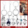 Keychain 925 Sterling Silver Round Dangle Moment Key Ring Charm Holder For Bag Fit Original Charms Letter Beads Christmas