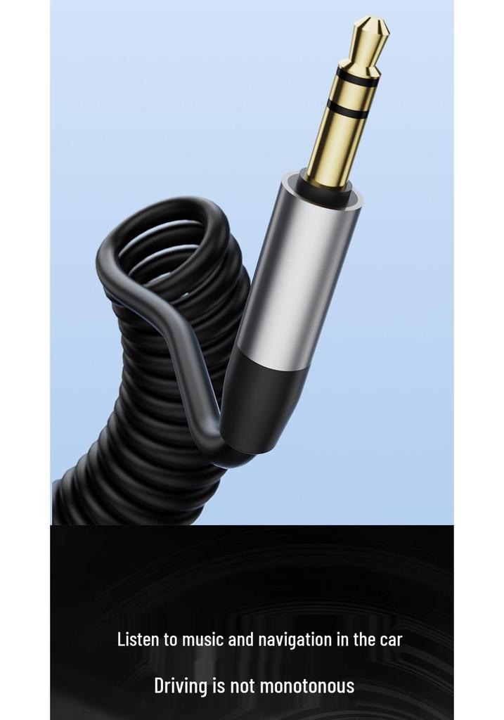 Автомобильный AUX-кабель с пружиной для мобильного телефона Apple Lightning/Type-C