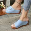 2025 European and American slope heel slippers round head wear new women's cool slippers comfortable versatile light travel